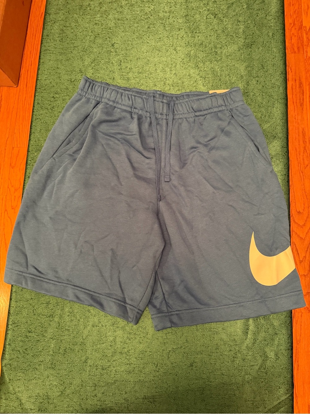 Nike Men's Slate Blue Athletic Shorts with Light Yellow Swoosh